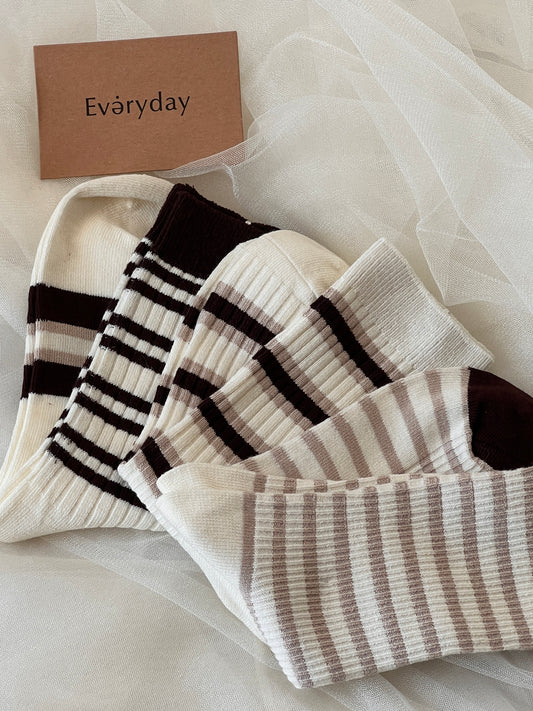 Cozy Simple Lines Long Socks 3/pack