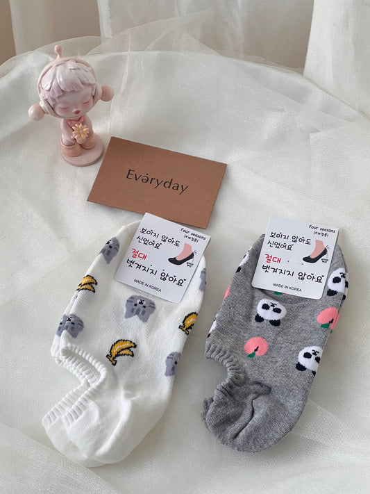 Korean short socks - animal heads and fruits